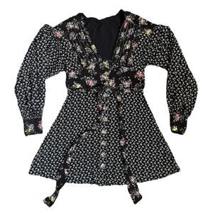 Free People Wonderland Mini Dress A-Line Floral Mixed Printed Boho Bohemian